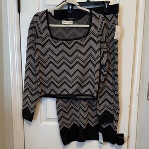 Taylor Black and Silver Chevron Knit Ensemble